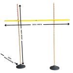 Limbo Size wooden limbo with yellow pole and measurements