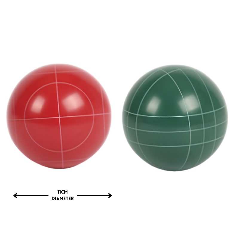 Bocce Resin 3 red and green resin bocce balls 11cm diameter