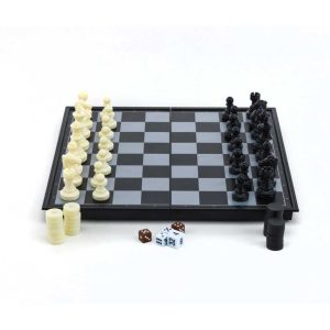 3 in 1 Magnetic Chess, Checkers and Backgammon Foldable Board