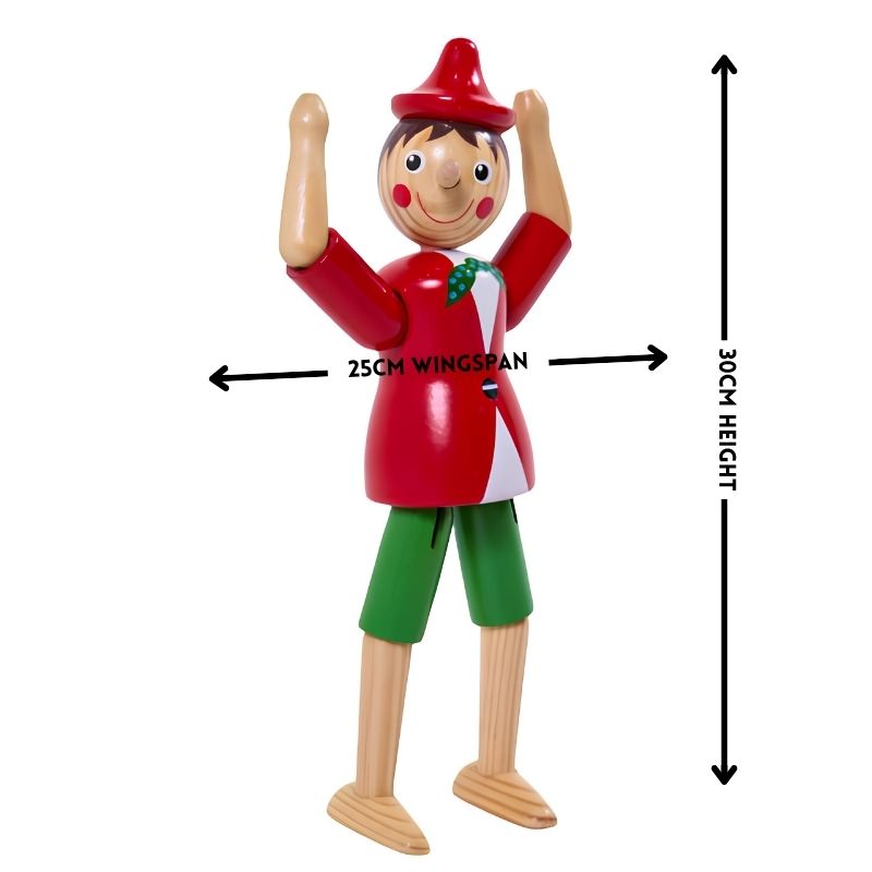 Pinocchio Size red pinocchio standing up with his hands up