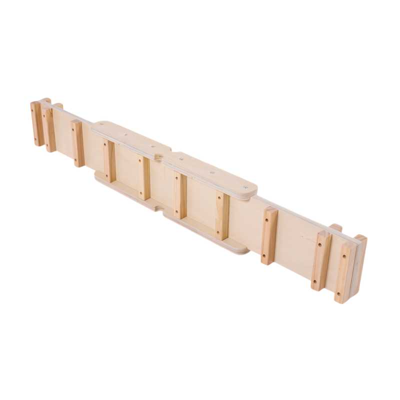 Wooden balance beam laying on it side