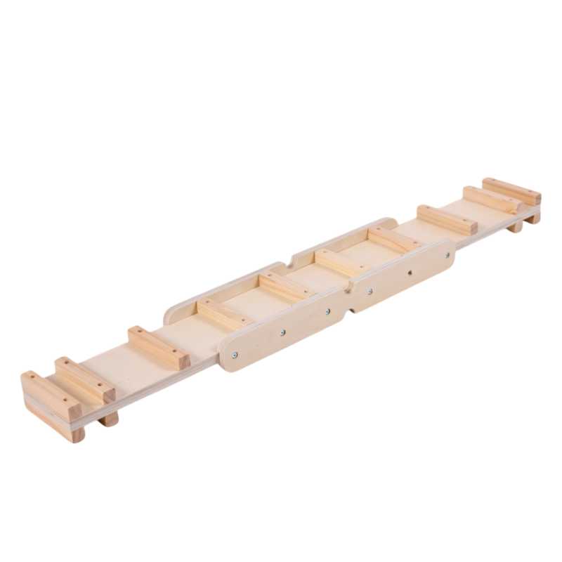 wooden balance beam with wooden steps